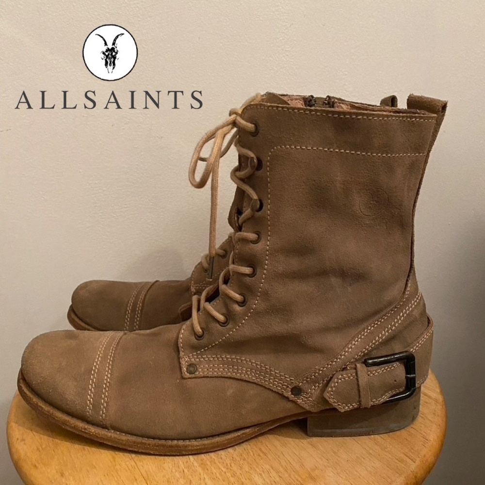 All Saints Suede Leather Sand Brown Boots 44 11